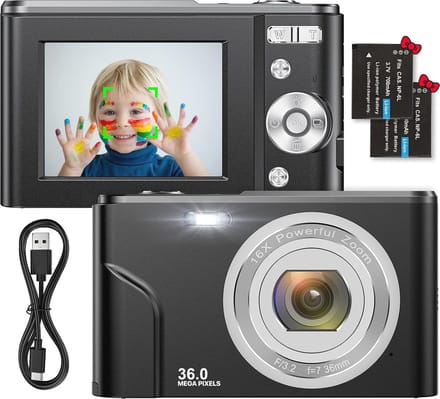 Compacte 1080P HD Digitale Camera met 36MP en 16x Digitale Zoom voor Beginners en Kinderen