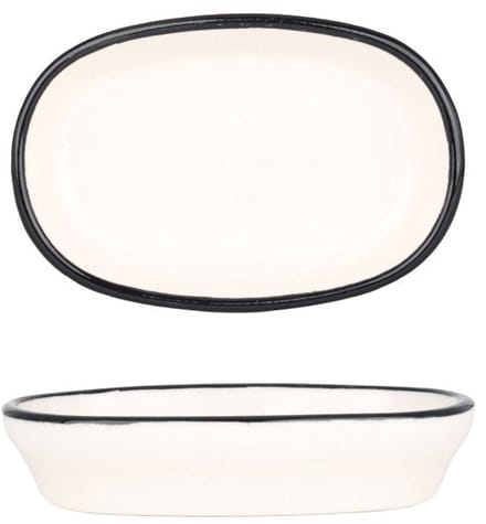 Bonna Serveerschaal - Linea Black - Porselein - 10 cm - set van 2