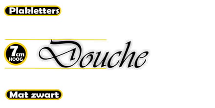 Jerma - Douche - deursticker - plakletters - 5 x 19 cm - zwart - zelfklevend - plasticfolie