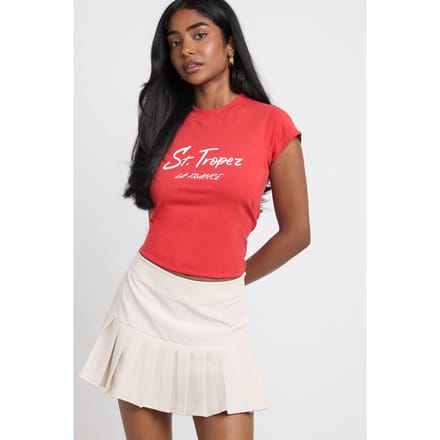 boohoo Dames Getailleerde Geplooide Mini Rok | Creme | Maat: 38