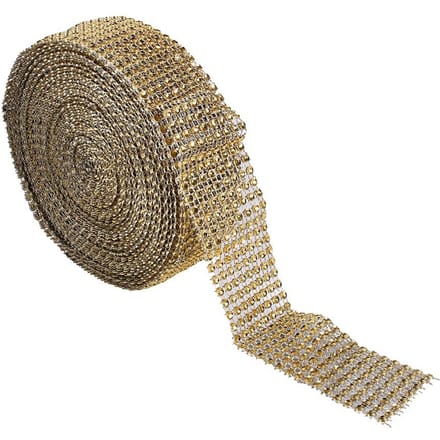 10 Meter Diamantgaas Lint Bruidstaarten Kaarsen Omwikkelen Strass Kristal Gouden beige