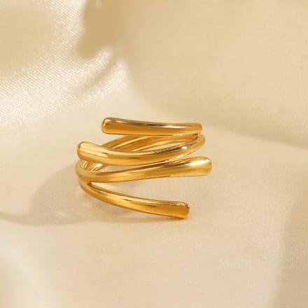 EHH BEAUTY - Elegante Goudkleurige Dames Ring - one size ring - Cadeau vrouw kerst -Geometrische ring
