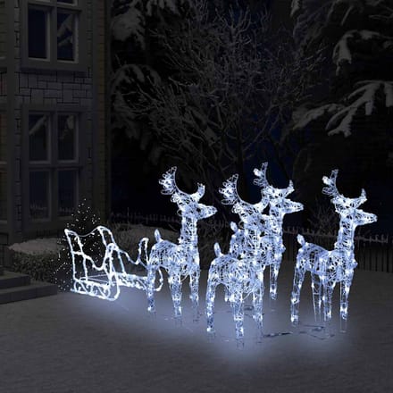 vidaXL - Kerstdecoratie - rendieren - en - slee - 280x28x55 - cm - acryl