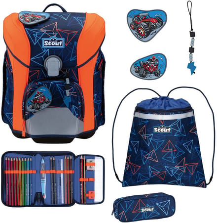Scout schooltas Basic Micro Set 4-delig Offroad donkerblauw