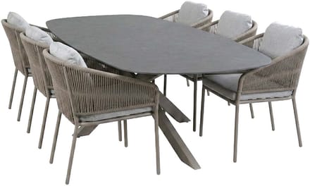 Tuinset Brindsi/Barletta | 6 personen | Deens ovaal 240 cm | Rope & kunststof