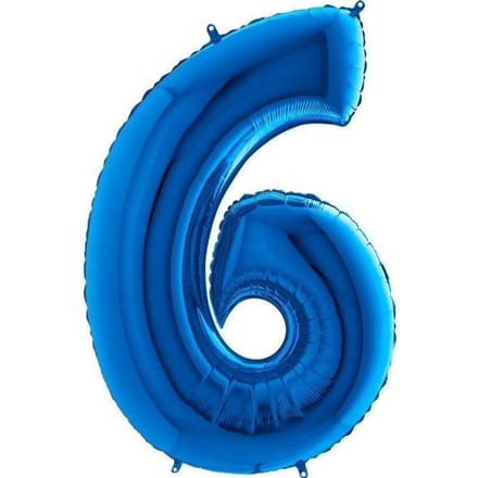 Ballon en Aluminium Chiffre 6 Bleu - 102 Cm Grabo