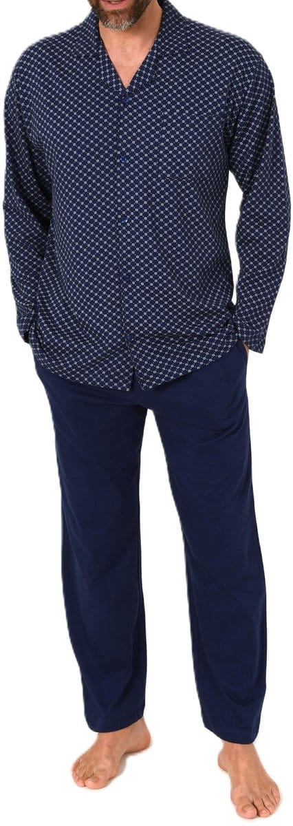 Herenpyjama met lange mouwen en doorknoopsluiting, ook in oversizes
