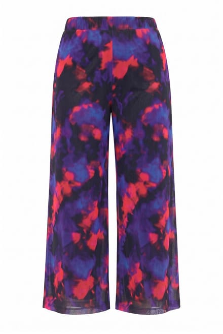 MIAMODA - Dames - Mesh-broekrok zeer wijde pijpen elastische tailleband - Zwart - Maat 60