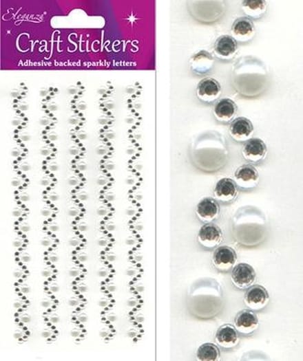 Oaktree - Stickers Diamant en Parels Wave Wit/Zilver (per vel)