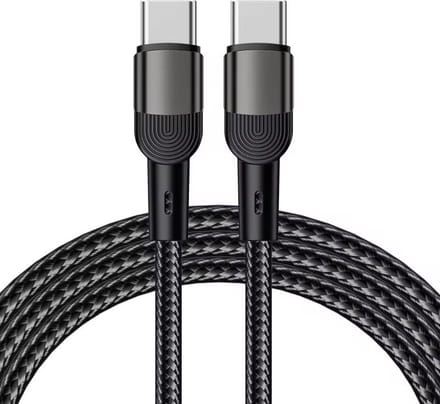 USB-C naar USB-C Kabel 100W – Snelle Oplader en Datakabel – Gevlochten – Zwart – 2 Meter