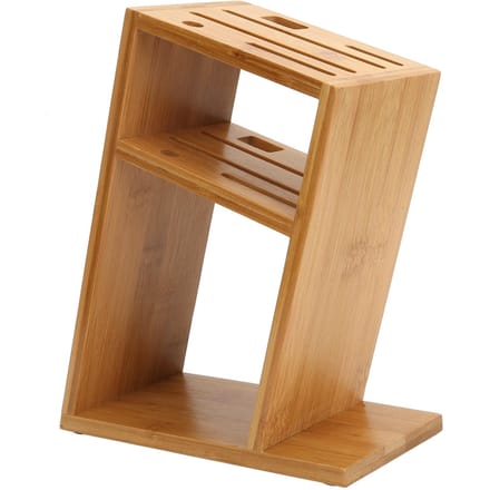 Bamboe Messenhouder Schuin Keukenmessenhouder Multifunctioneel Bamboe Rek Holle Ventilatie beige