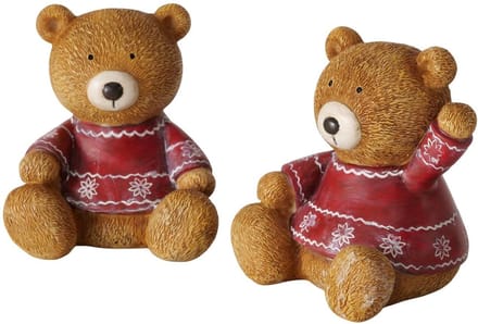 Boltze Home decoratie beer kerst polyresin Ø10xH11cm rood.
