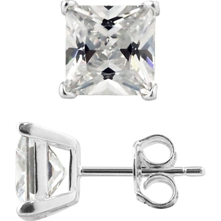 Ear Fleas Square Zirkoniumoxiden 7 mm 4 Klauwen Zilver 925 - Envy 7
