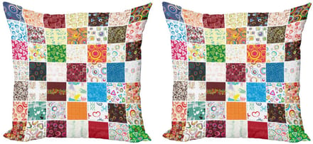 ABAKUHAUS Decoratieve kussenhoes – 2-pack – Patchwork – Groen Aqua – 45 x 45 cm