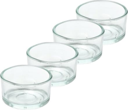 Trend Candles theelichthouder - 4x - glas - transparant - 4x3 cm - waxinelicht