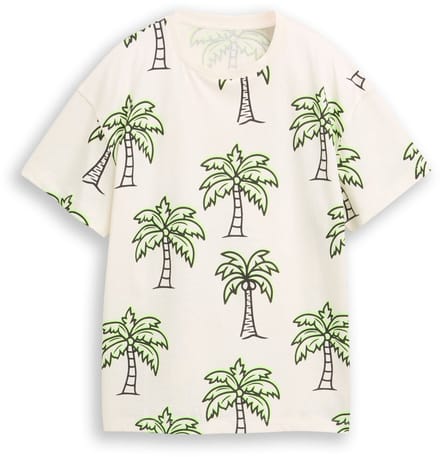 Tom Tailor - Oversized T-shirt met patroon - Maat 152 - large neon detail palm trees