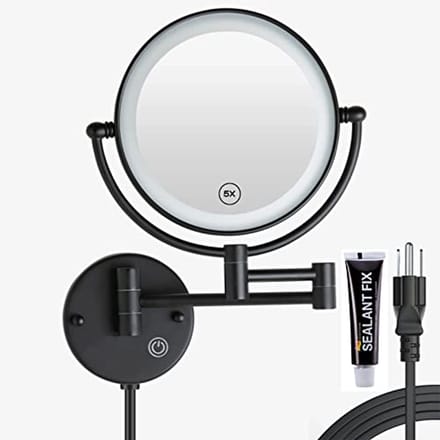 Make-up Wandmontage Spiegel met Dimbare LED Verlichting en Vergroting 1X/5X
