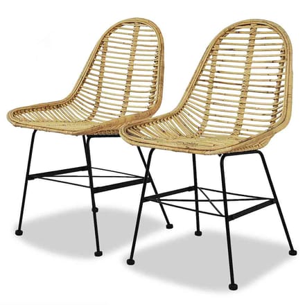 vidaXL - Eetkamerstoelen - 2 - st - natuurlijk - rattan