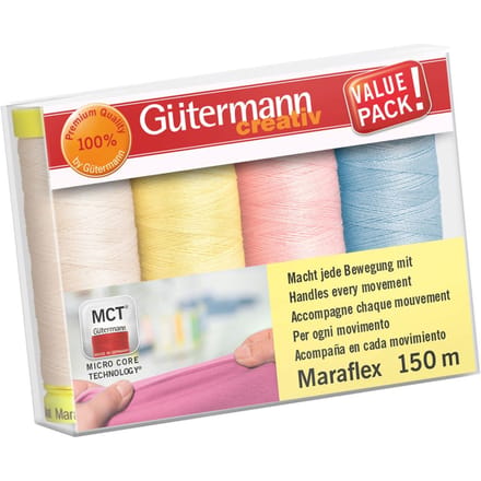 Naaigaren set Maraflex , 4 spoelen - Pastel, Col. 3