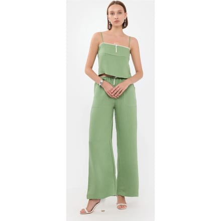 Gestreepte Vierkante Hals Bandtop Cropped