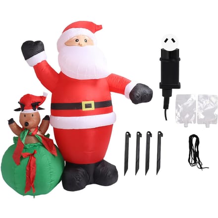 Décoration gonflable de Noël de 1,9 m, Père Noël et cerf, étanche IP44, avec éclairage LED, décoration de jardin red