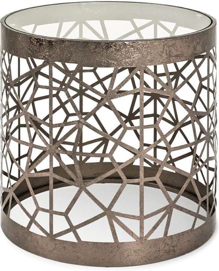 Bijzettafel – Brons metaal – Geometrisch rond design – 50 cm diameter, 50 cm hoog