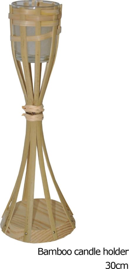 Kaars met bamboo houder 30 cm - 4 stuks