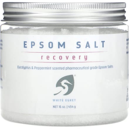Soins personnels White Egret, sel d'Epsom, récupération, eucalyptus et menthe poivrée, 16 oz (454 g) white