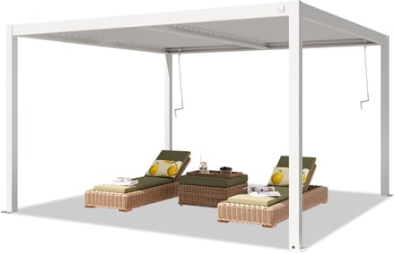 PRIMEYARD Pergola 4x4 m staanders van aluminium met stalen lamellendak paviljoen wit