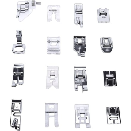 Ensemble de 16 Pieds-Presseurs pour Machine à Coudre avec Boîte de Rangement Pièces de Rechange Accessoires white