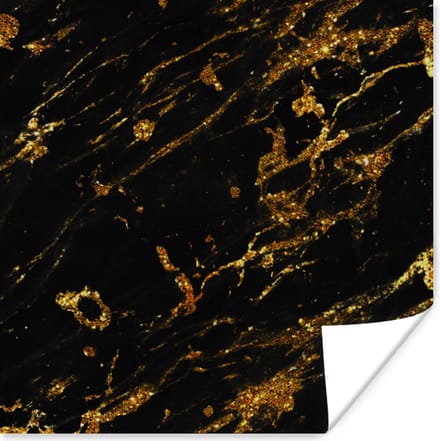 Poster Marmer - Goud - Luxe - Glitter - 30x30 cm
