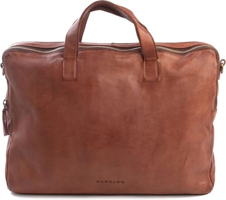 HAROLD'S Leren laptoptas met laptopvak Submarine Notebookbag Carry Case Cognac bruine