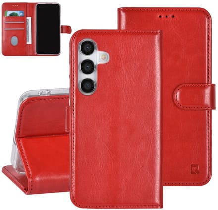 TUNIQ Galaxy A55 Book Case hoesje - Pasjeshouder voor 3 pasjes - Magneetsluiting - Hanger - Rood