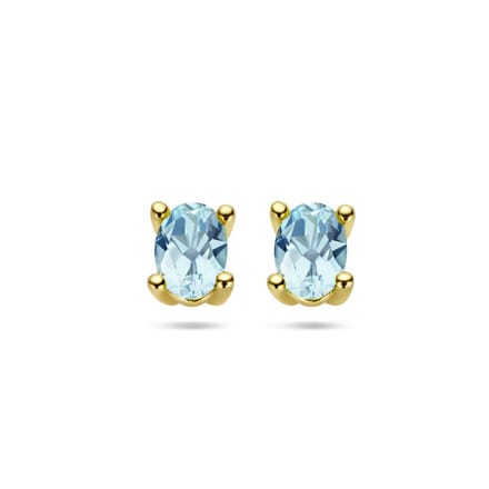 YO&NO - Oorknoppen - Blauw Topaas - 4 bij 6mm - Goud