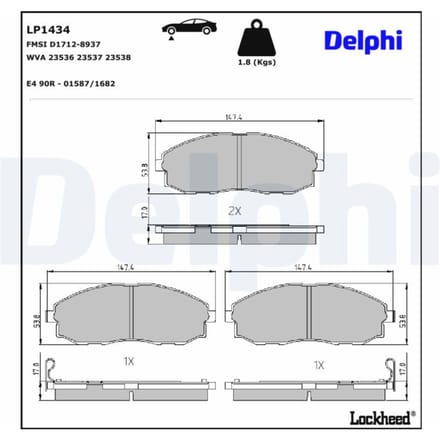 Remblokkenset, schijfrem DELPHI LP1434