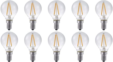 SPL E14 LED Lamp 2W Dimbaar - CRI 93 - Extra Warm Wit - 2500K - LED Filament Globe G45 - Vervangt 15W - 10 Stuks