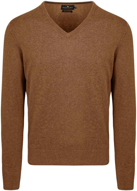 Steppin' Out Trui Cotton Cashmere V-hals Camel - Maat S - Heren - Pullovers