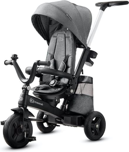 KKinderkraft EASYTWIST - Driewieler - 5-in-1 - Verstelbare Rugleuning - Grijs