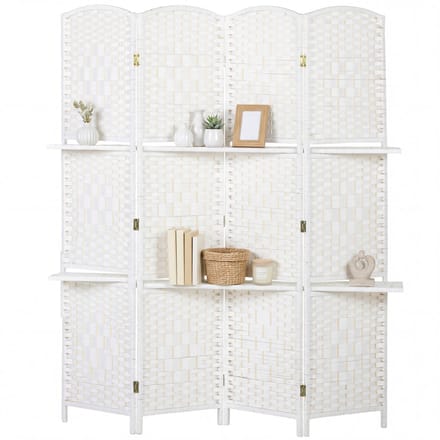 HOMCOM Kamerscherm - Papiervezel - 160x1,6x170cm - Wit