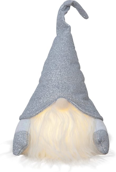 Kerstkabouter zilver met LED verlichting - 28 cm