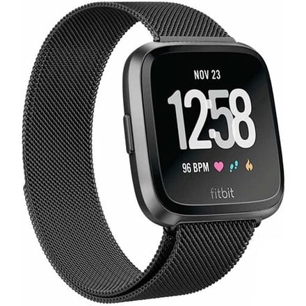 Fitbit Versa Milanese band (zwart) - Afmetingen: Maat S