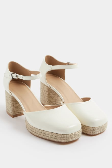 Yours Witte Espadrille Blokhakken Met Plateauzool In Extra Brede Eeepasvormsize 39EEE
