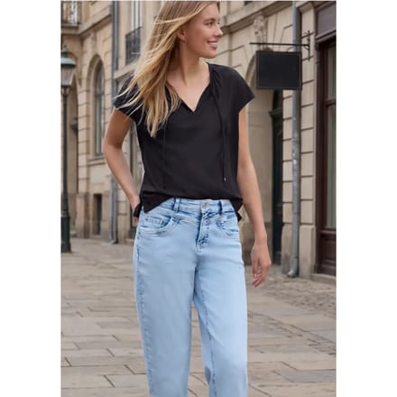 Blouse met hangende schouder en linten