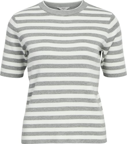 Object Objester S/s New Knit Pullover Tops & T-shirts Dames - Shirt - Lichtgrijs - Maat L