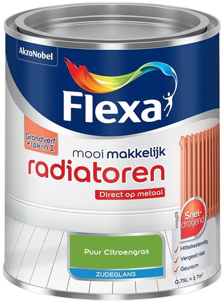 Flexa - Mooi Makkelijk Radiatoren Zijdeglans - Puur Citroengras - Mengverf - 750 Ml