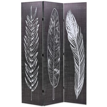 vidaXL - Kamerscherm - inklapbaar - veren - 120x170 - cm - zwart - en - wit