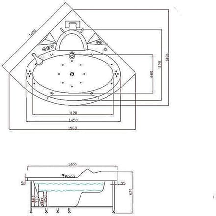Luxe Hoek-Whirlpool - 140x140 cm - Hydro Massage - Vrijstaand - Novihome