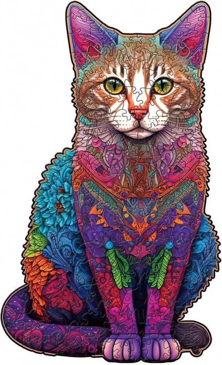 Houten Puzzel Kat - Creatief Spel - Familie Ontspanning - Unieke Vormen - 29.7 x 42 cm - Devon Rex