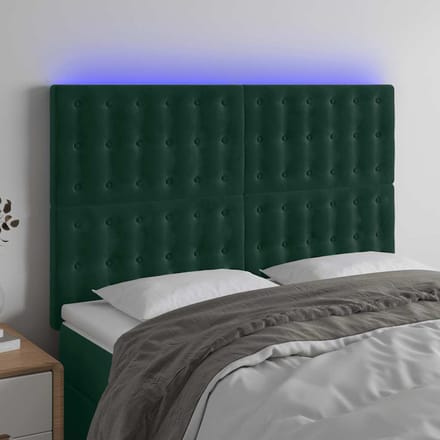 vidaXL - Hoofdbord - LED - 144x5x118/128 - cm - fluweel - donkergroen