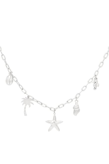 Ocean Escape ketting zilverkleurig- schelpen- zeester- palm